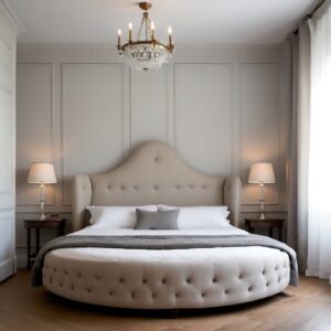 سرير تاج منجد بالكتان