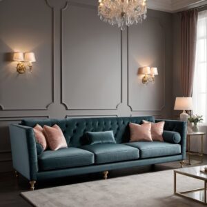 كنبة ثلاث مقاعد مخمل